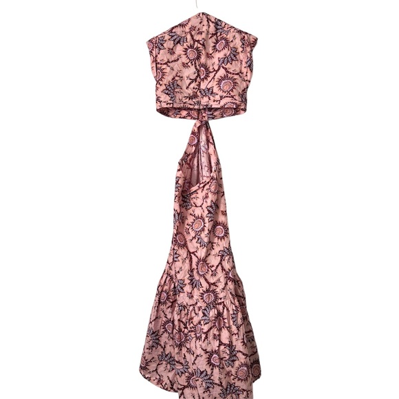 A.L.C. Alexandria Plunging Cutout Pink Floral Midi Dress in Salmon/Red Sz 6 - Picture 3 of 8